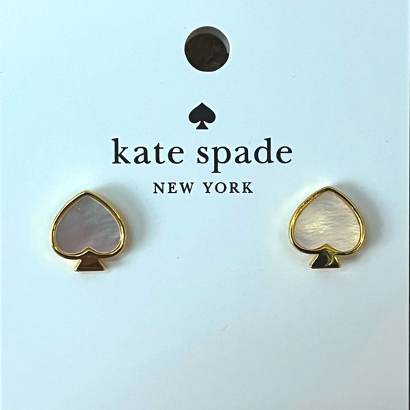 NWT kate spade | Mother of Pearl Signature Spade Stud Earrings - Picture 3 of 7